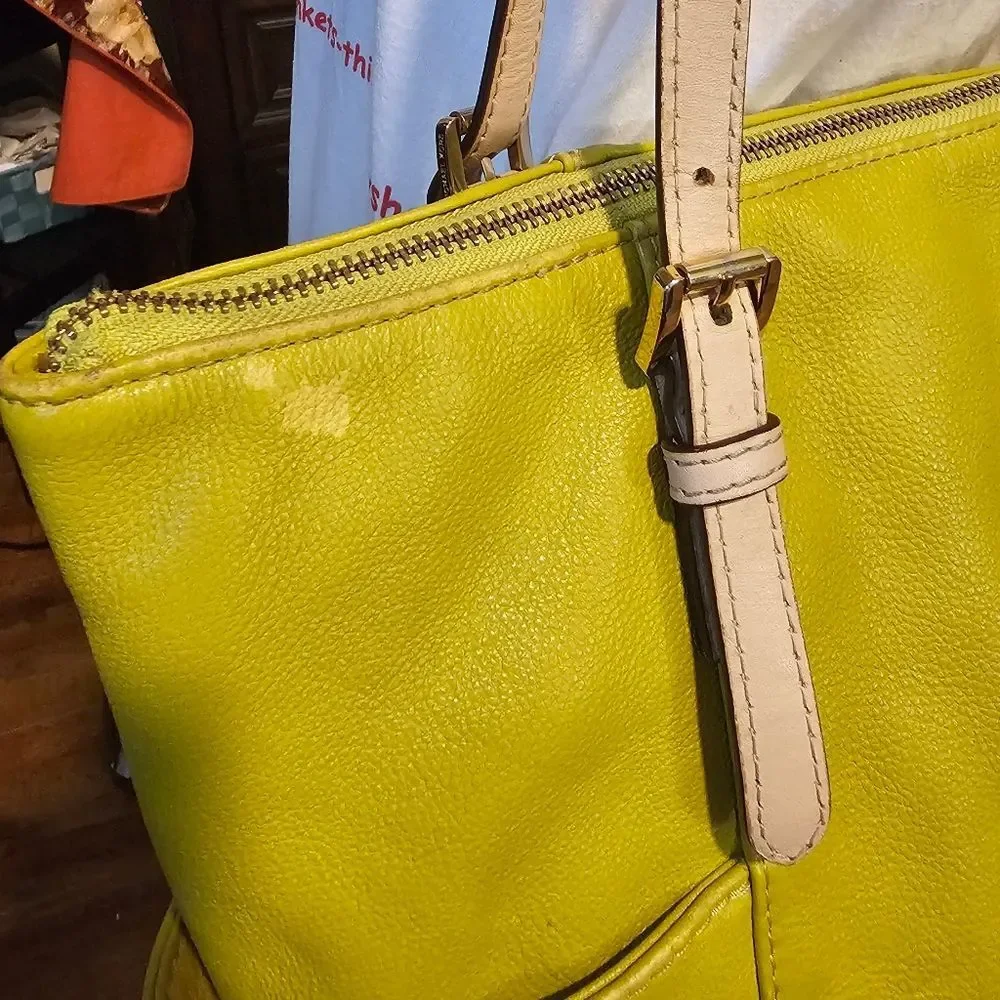Michael Kors Leather Tote with Beige Contrast Straps
